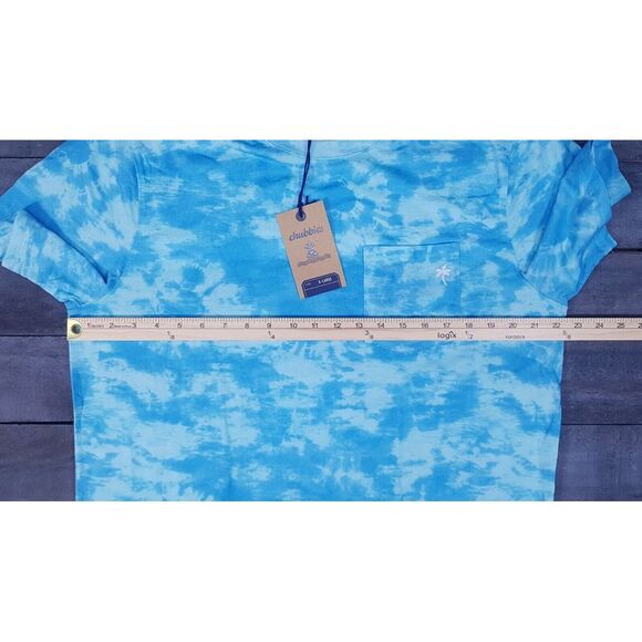 CHUBBIES The Ocean Spray T-shirt Mens Size XL Blue Tie Dye Tropical - Picture 4 of 6